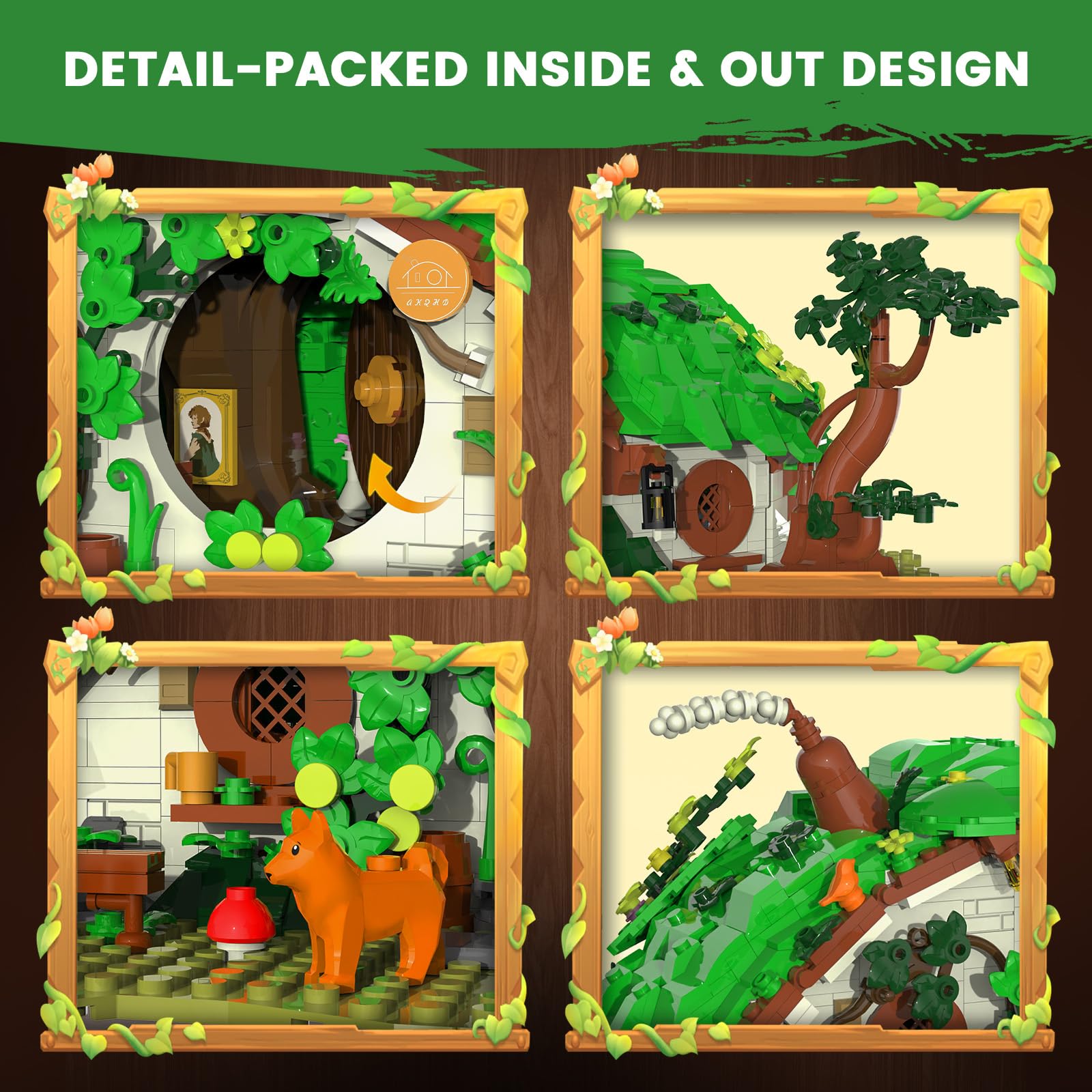 Glikid dwarf cabin scene with a dog enhances storytelling decor