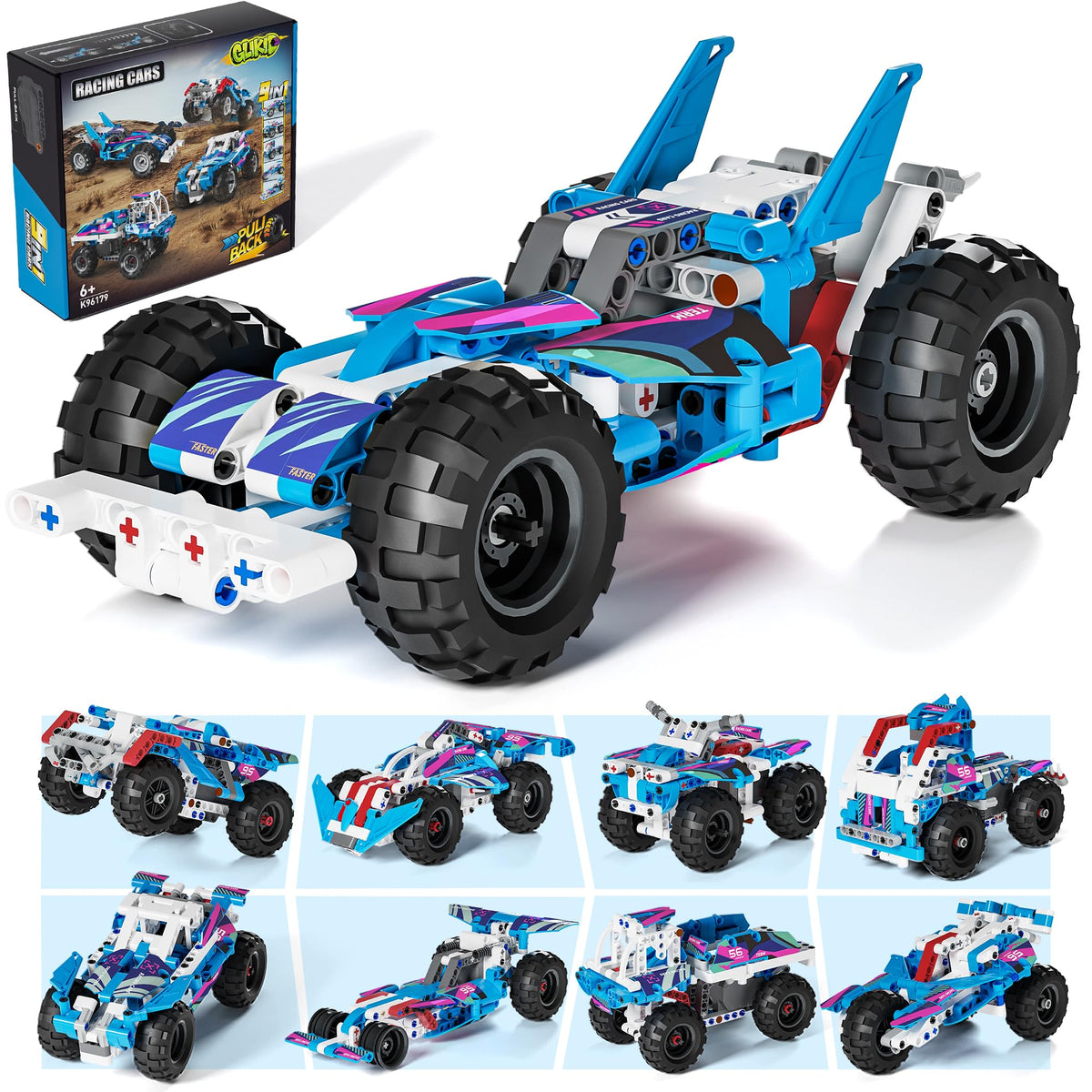 Glikid Technic 9-in-1 pull-back car models inspire creative building and quick-start play.