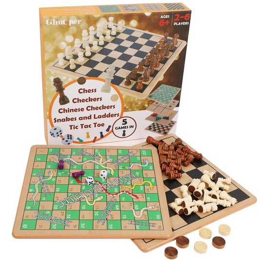 Glintoper 5-in-1 board with checker pieces ready for a quick game