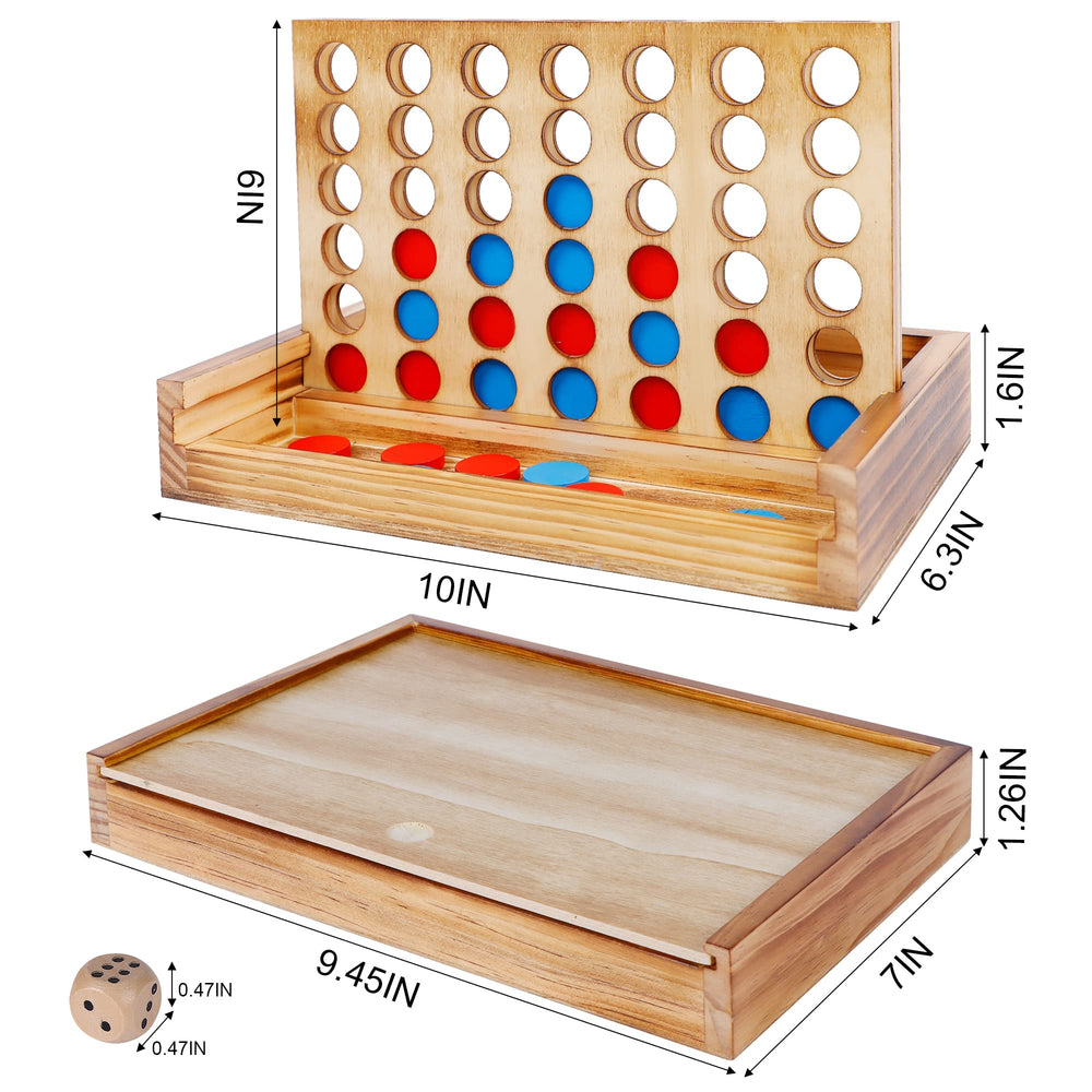 Glintoper Four In A Row wooden game ready for lively family competition