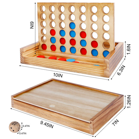 Glintoper Four In A Row wooden game ready for lively family competition