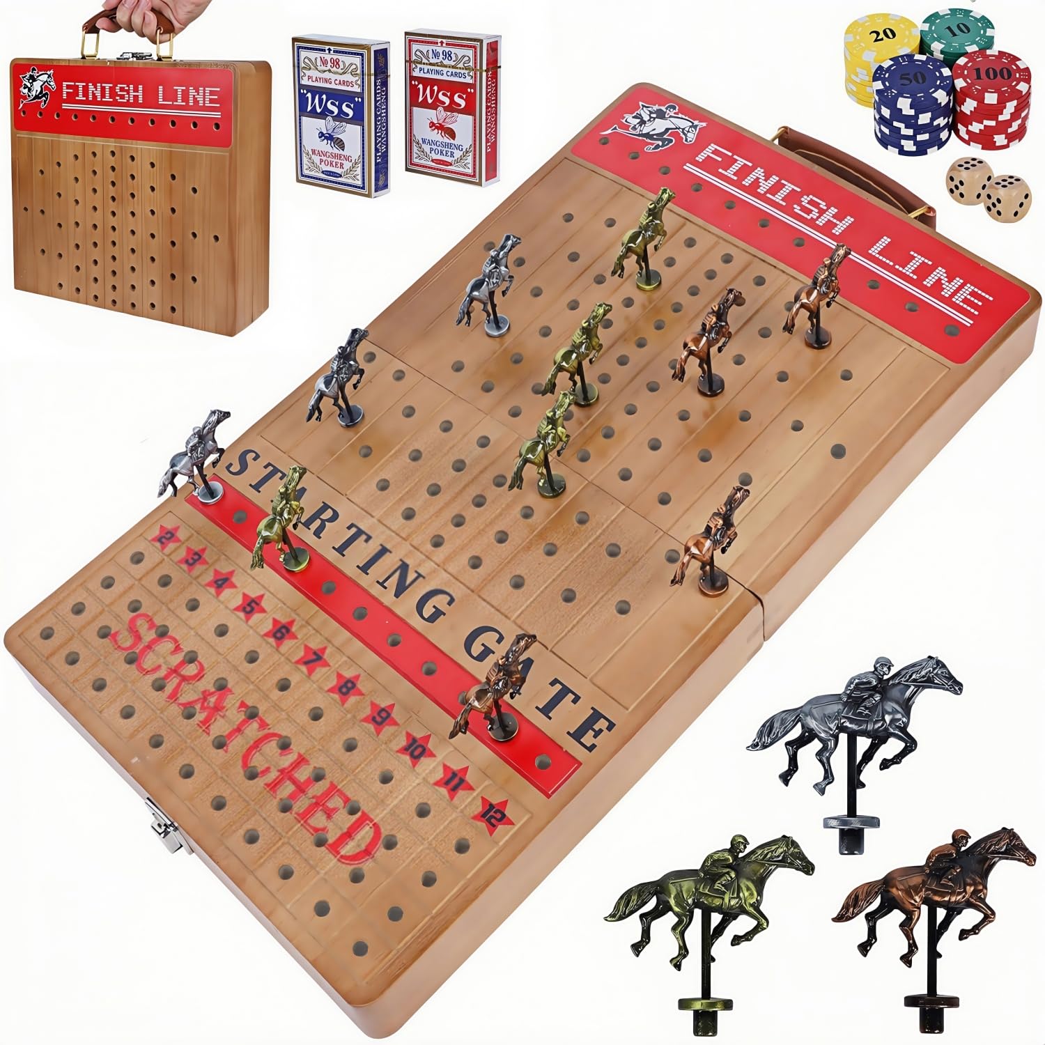 Glintoper large 21inch horse racing board ready for epic family game night.