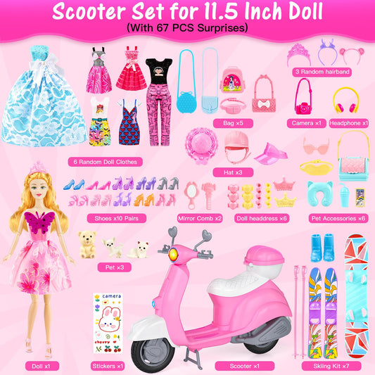 Glisiol pink doll scooter ready for city adventures.