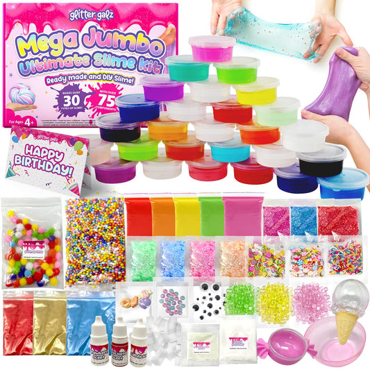 Glitter Galz premade slime variety colors for kid-friendly sensory play.
