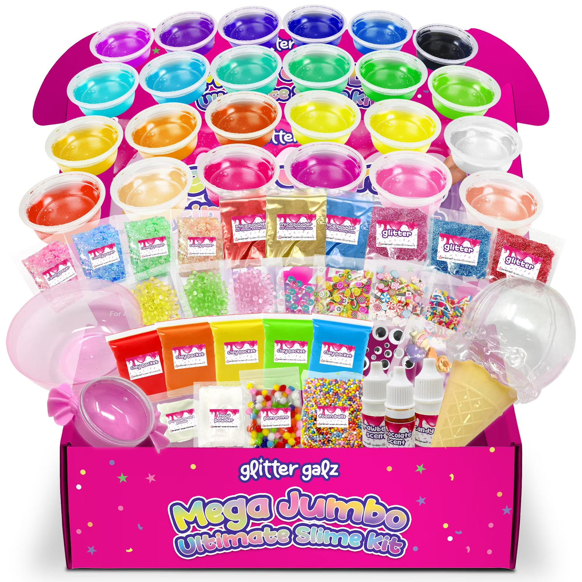 Glitter Galz Ultimate Slime Kit 75-piece set for colorful, mess-free creative play.