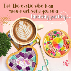 Glittery Garden finished coasters on display ready to brighten a shelf or desk