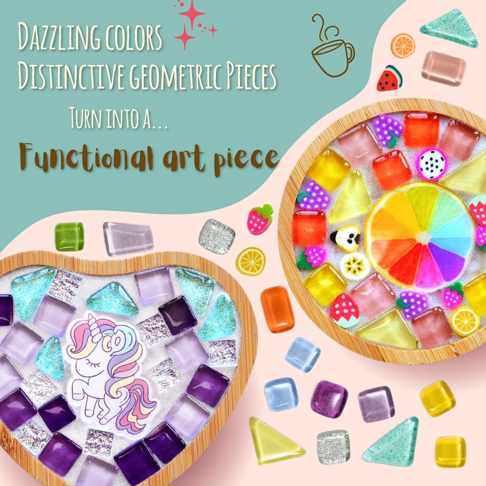Glittery Garden rainbow heart coaster with sparkling tiles for vibrant kids rooms