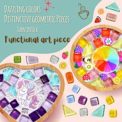 Glittery Garden rainbow heart coaster with sparkling tiles for vibrant kids rooms