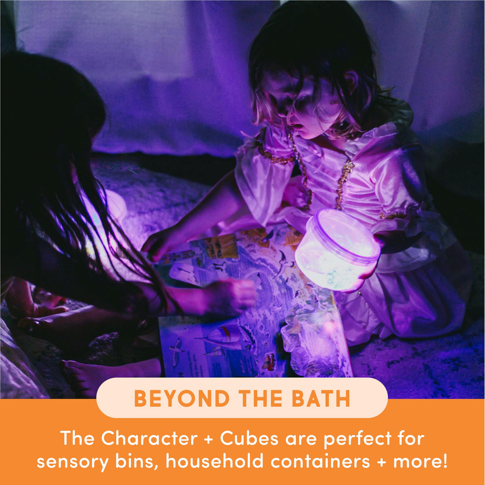 Bath-time sensory exploration with Glo Pals Julia cubes