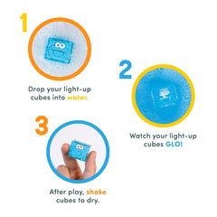 Glo Pals bath time play with durable cubes for sensory fun.
