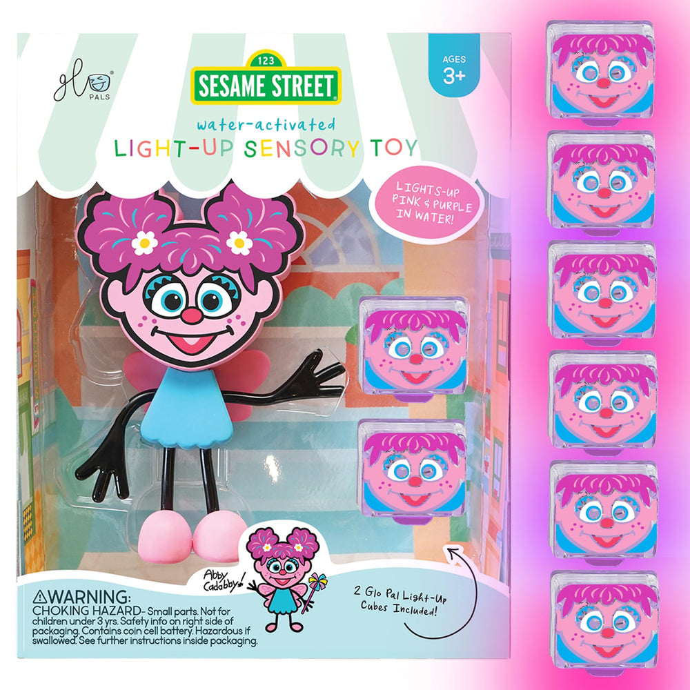 Glo Pals Julia bath-time light-up cubes glow during sensory play