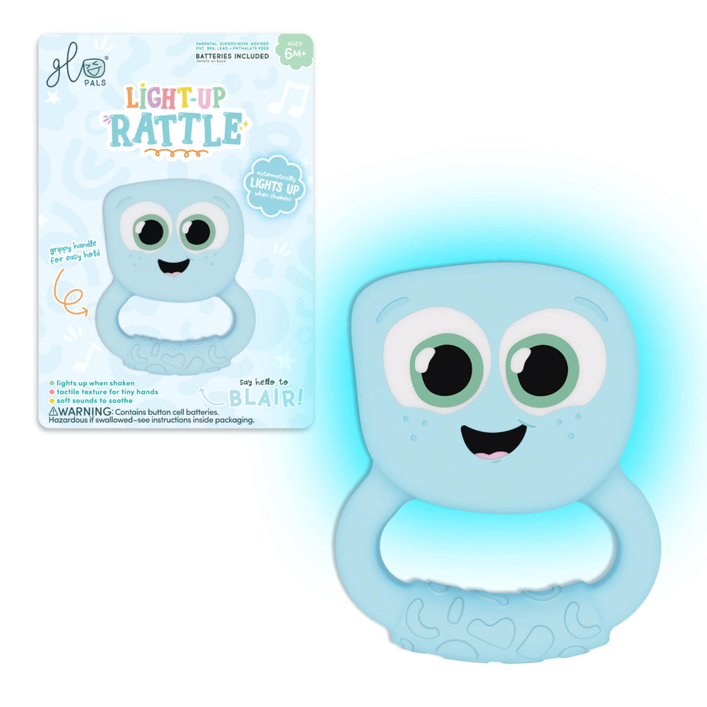 Glo Pals light-up rattle glows in seven colors to boost visual tracking during play