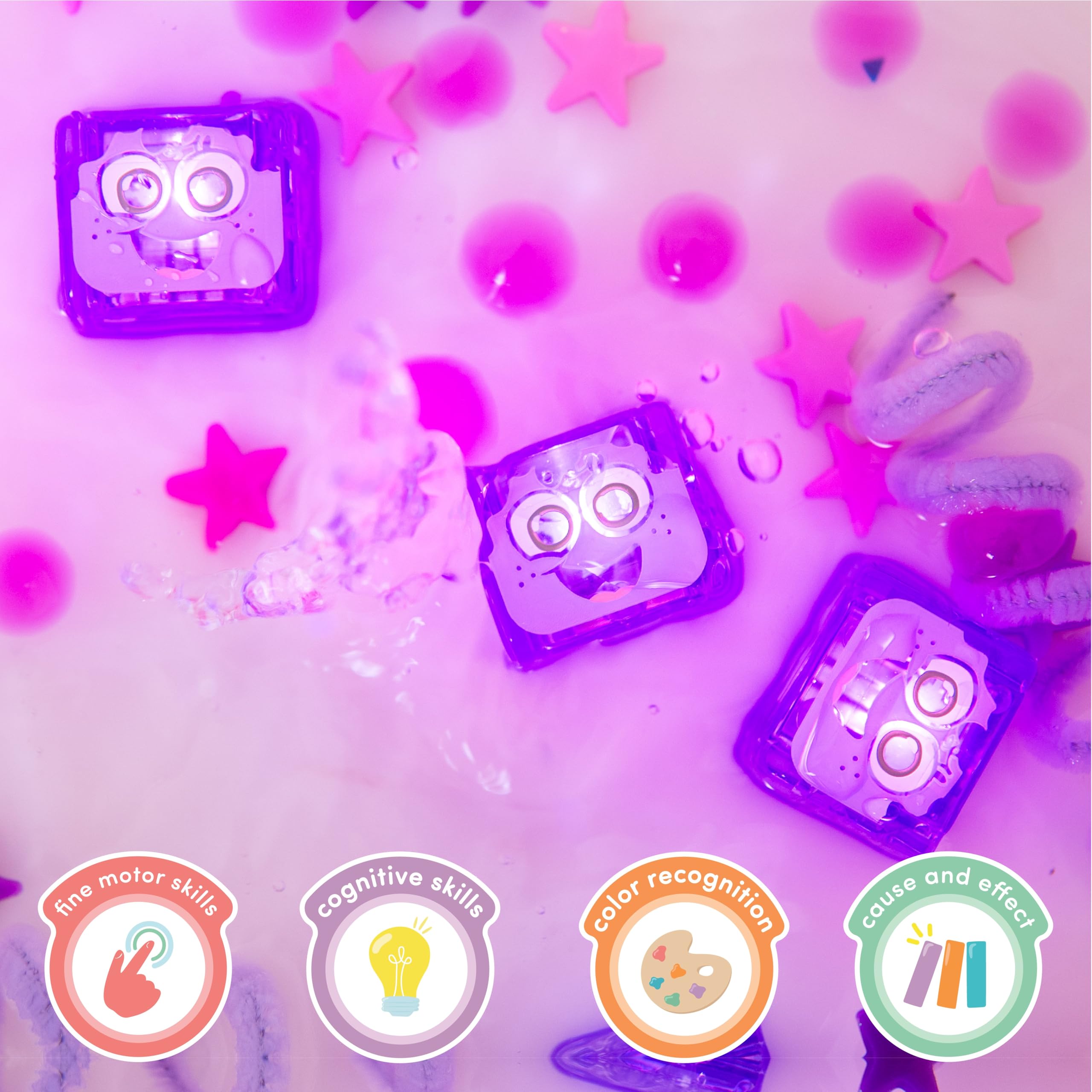 Glo Pals Lumi cubes color sharing play for interactive bath activity