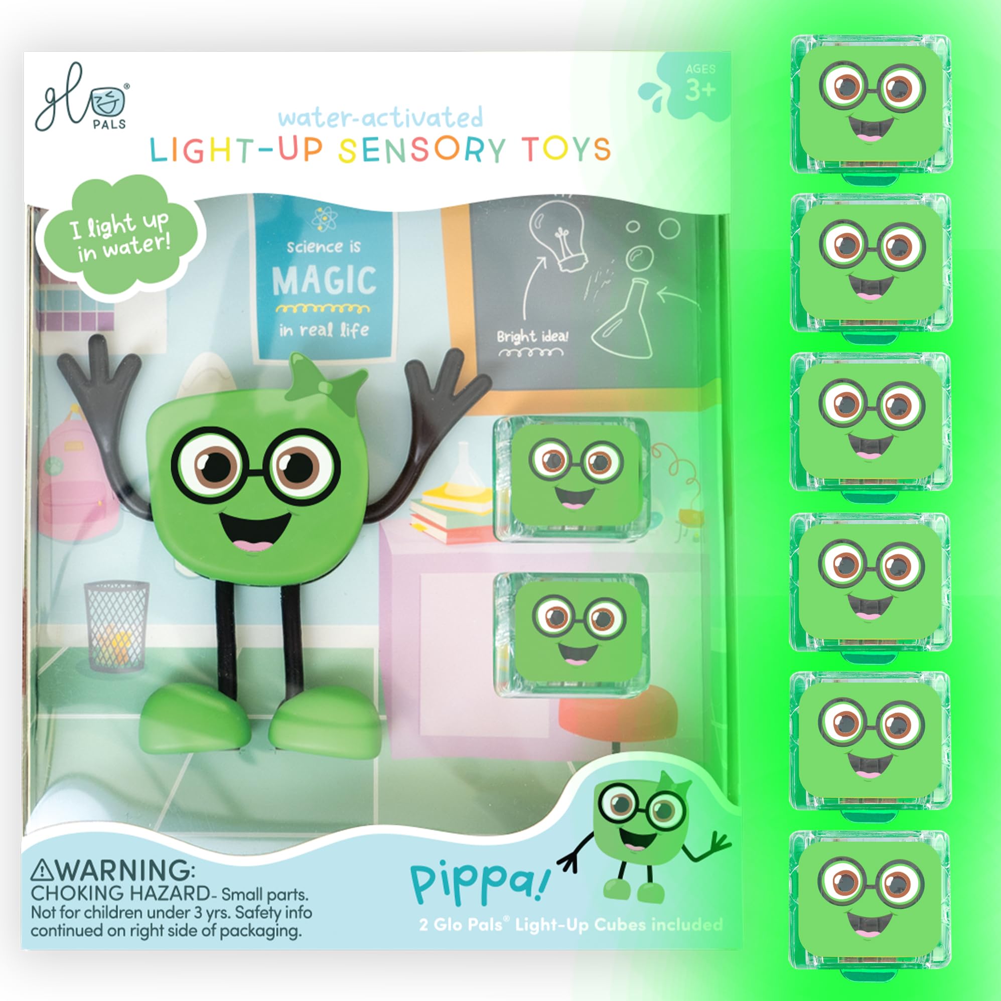 Glo Pals Pippa bath toy cubes glow for engaging bath time play