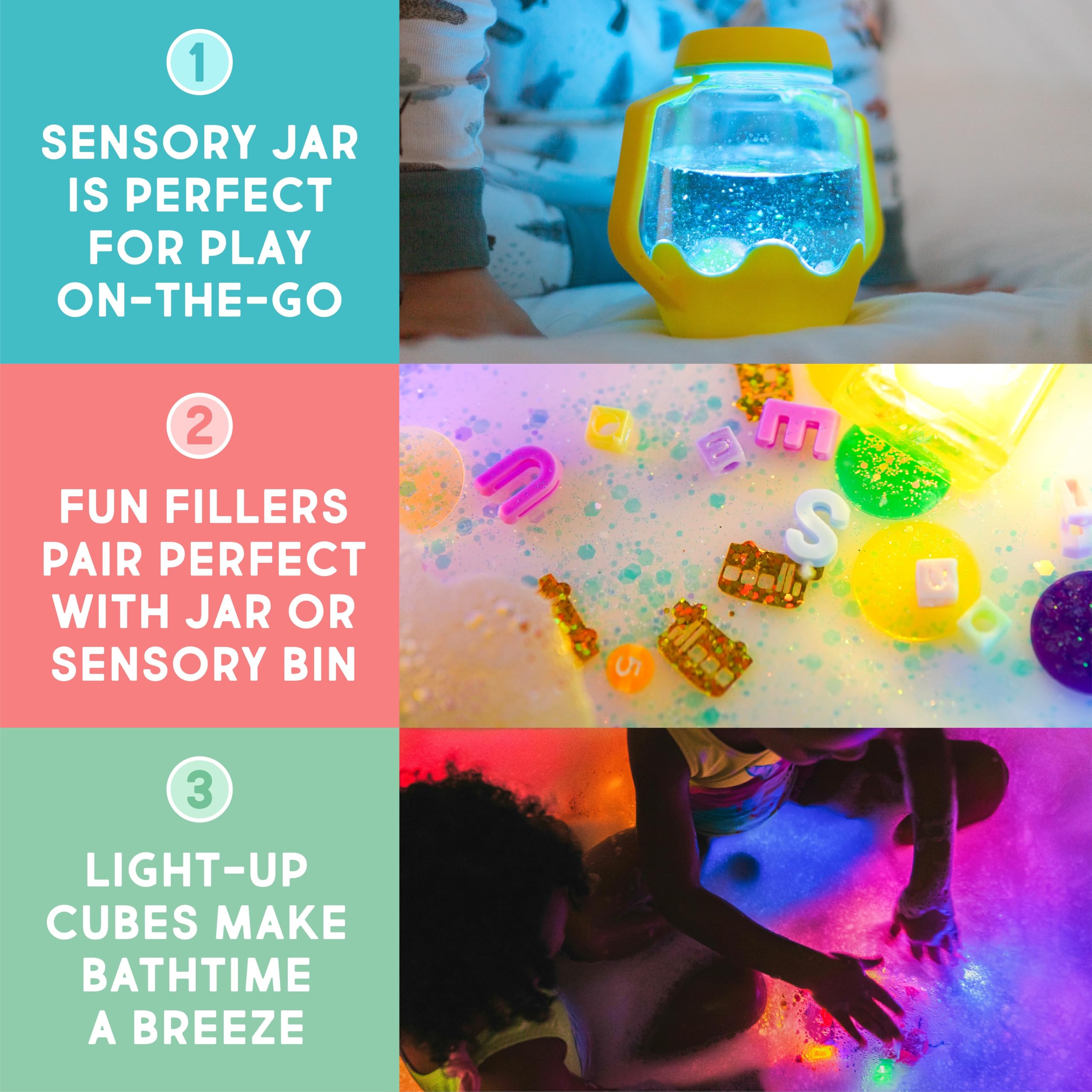 Glo Pals light-up cubes glow in water for bath time play