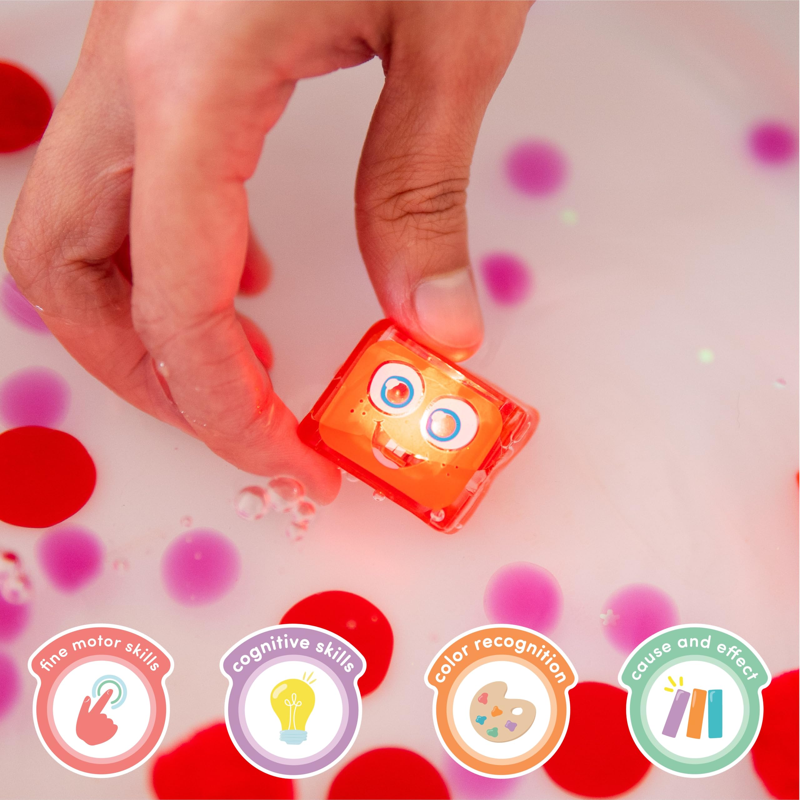 Glo Pals Sammy six-piece set arranged for creative bath play