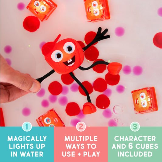 Glo Pals Sammy six light-up cubes glow together for engaging bath time visuals