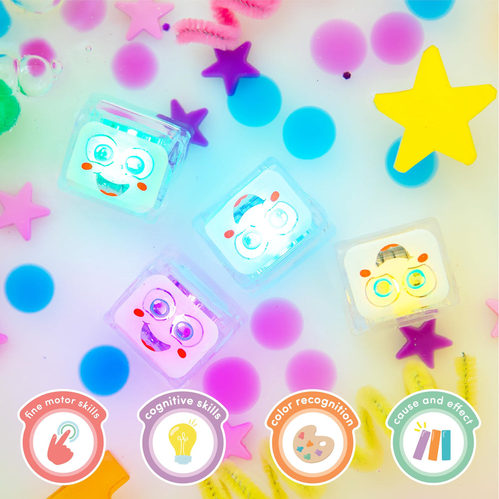 Glo Pals sensory cubes brighten bath time with color and glow.