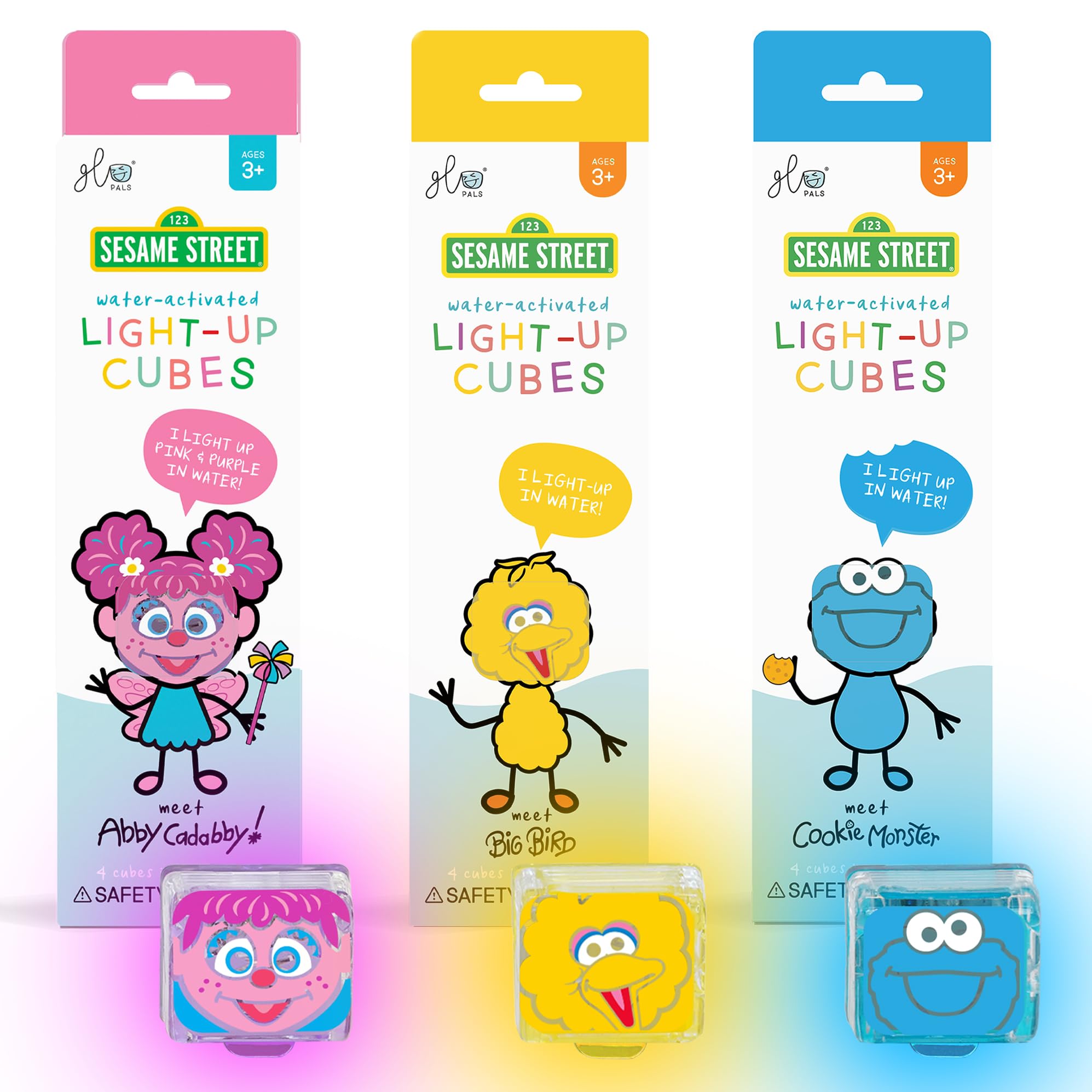 Glo Pals Sesame Street cubes bundle front view for engaging sensory play with bright colors.