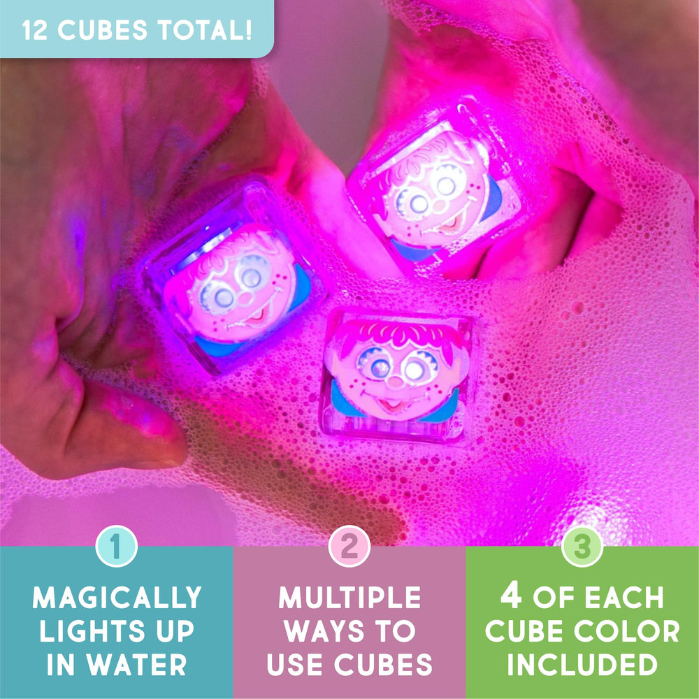 Glo Pals Sesame Street cubes lit up in action showing vivid colors during play.