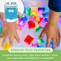 Glo Pals Sesame Street cubes packaging highlights hand-packaged care from Mississippi.