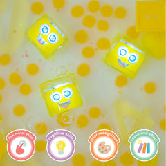 Glo Pals bath toy cubes activate on contact with water.