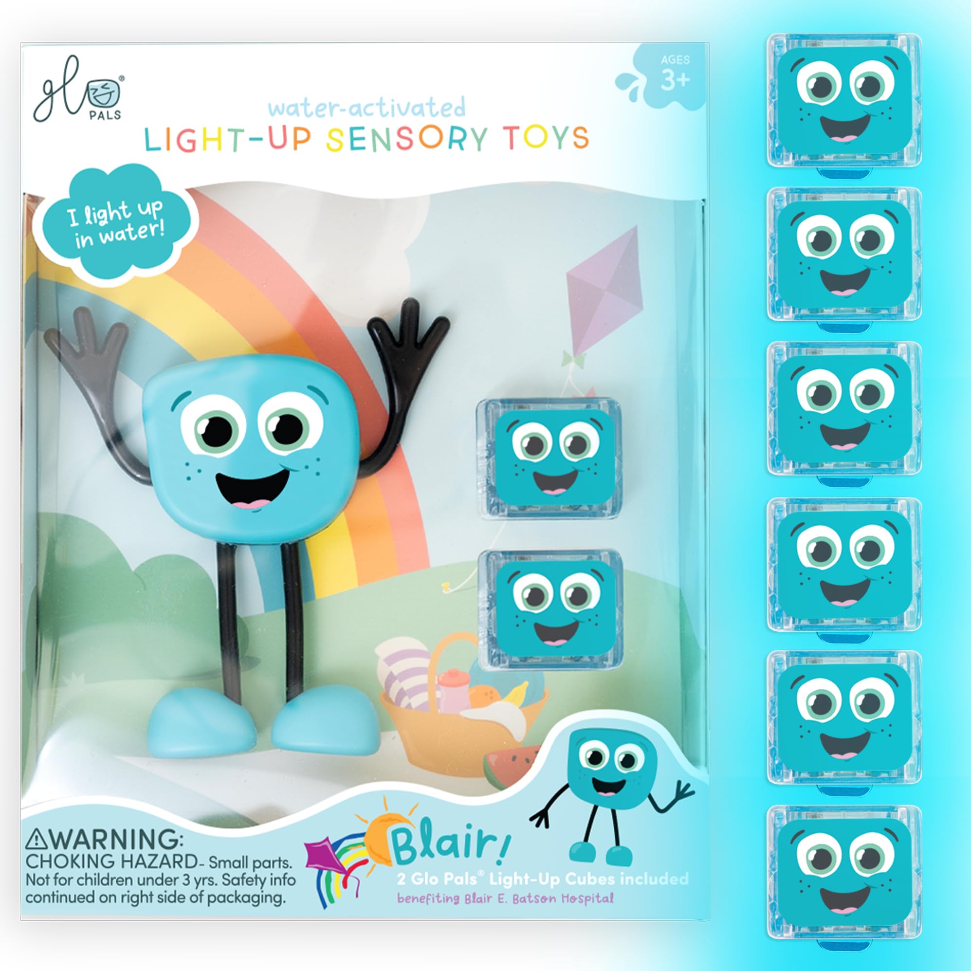 Glo Pals water-activated bath toy cubes glow in water during bath time