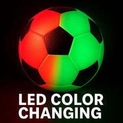 GLO-X color-changing ball close-up showing red and green LEDs
