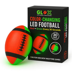 GLO-X Glow Football showing red and green cycle for night play