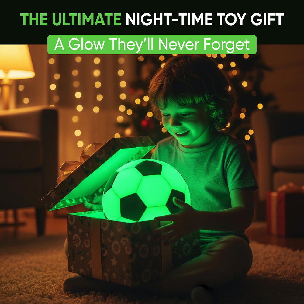 GLO-X glow soccer ball kicked at dusk on a field
