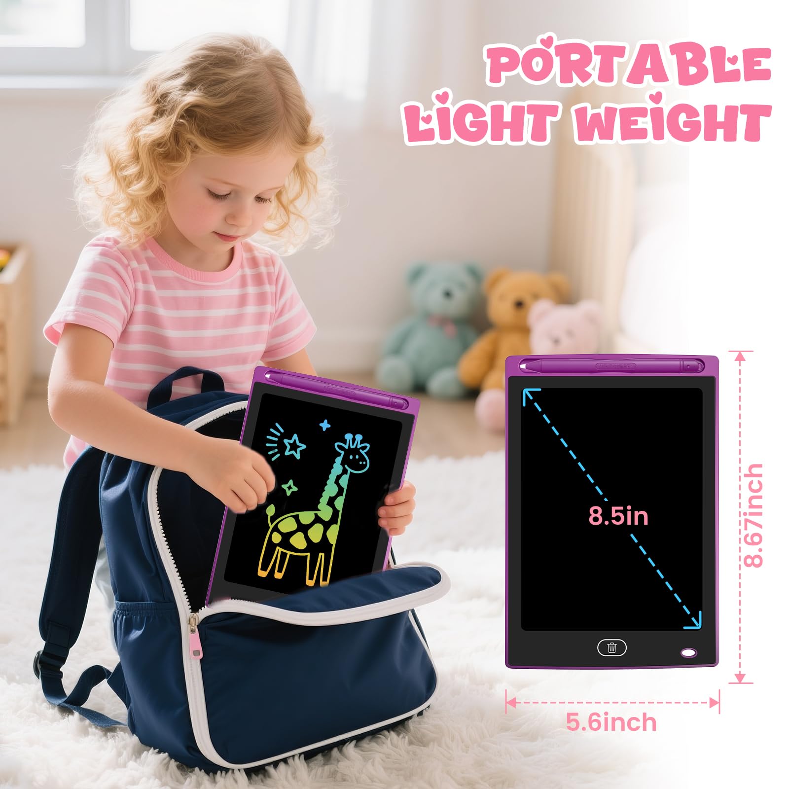 Glochin LCD tablet erase button close-up showing easy clearing