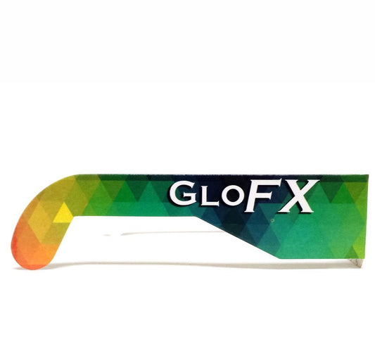 GloFX paper diffraction glasses highlight colorful light spectra at concerts