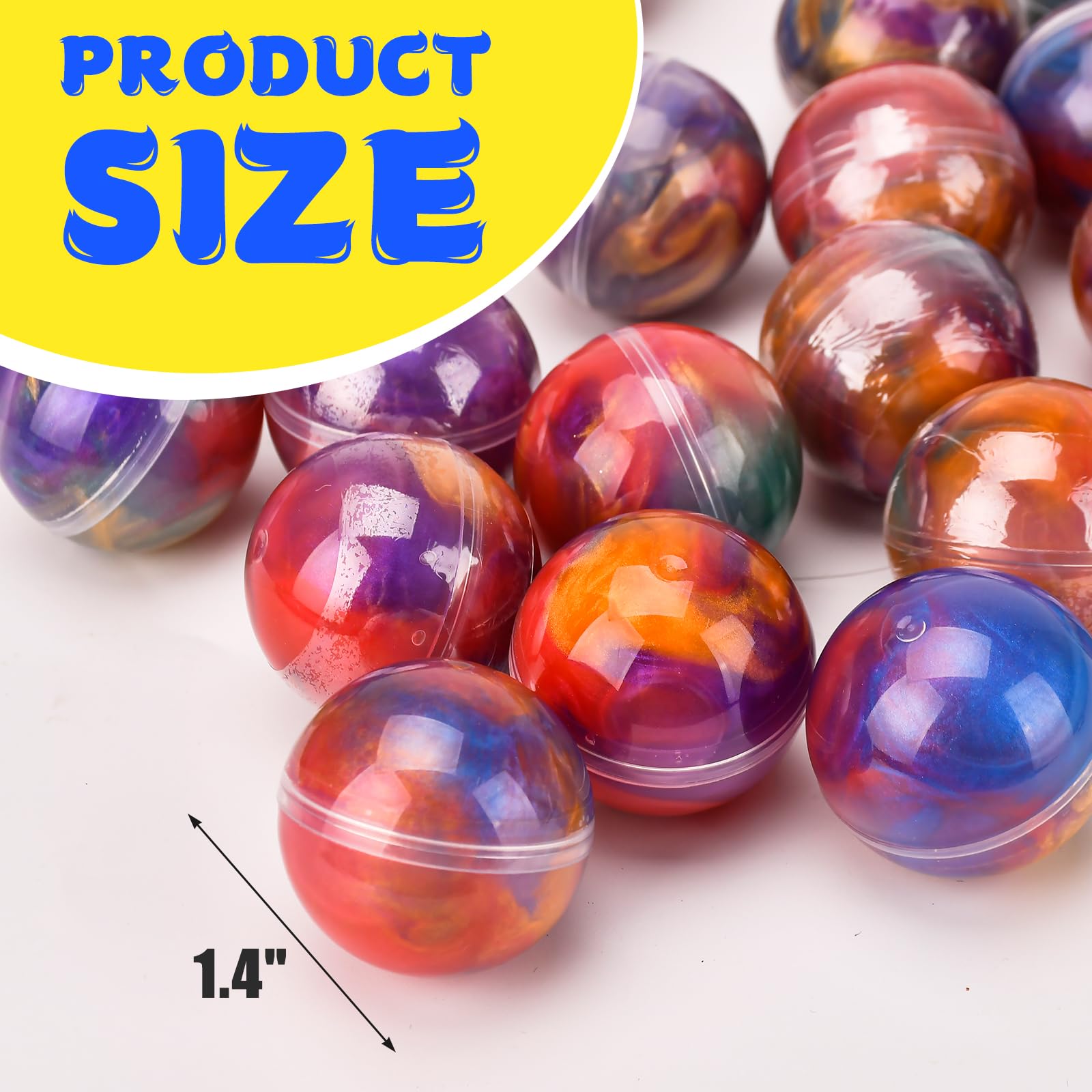 The slime balls measure 1.4 inches in diameter for easy handling.