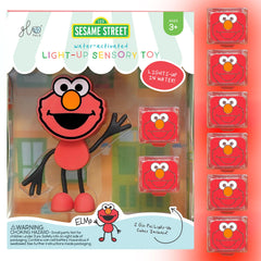 Glo Pals Elmo water-activated light-up cubes brighten bath play and promote sensory exploration.