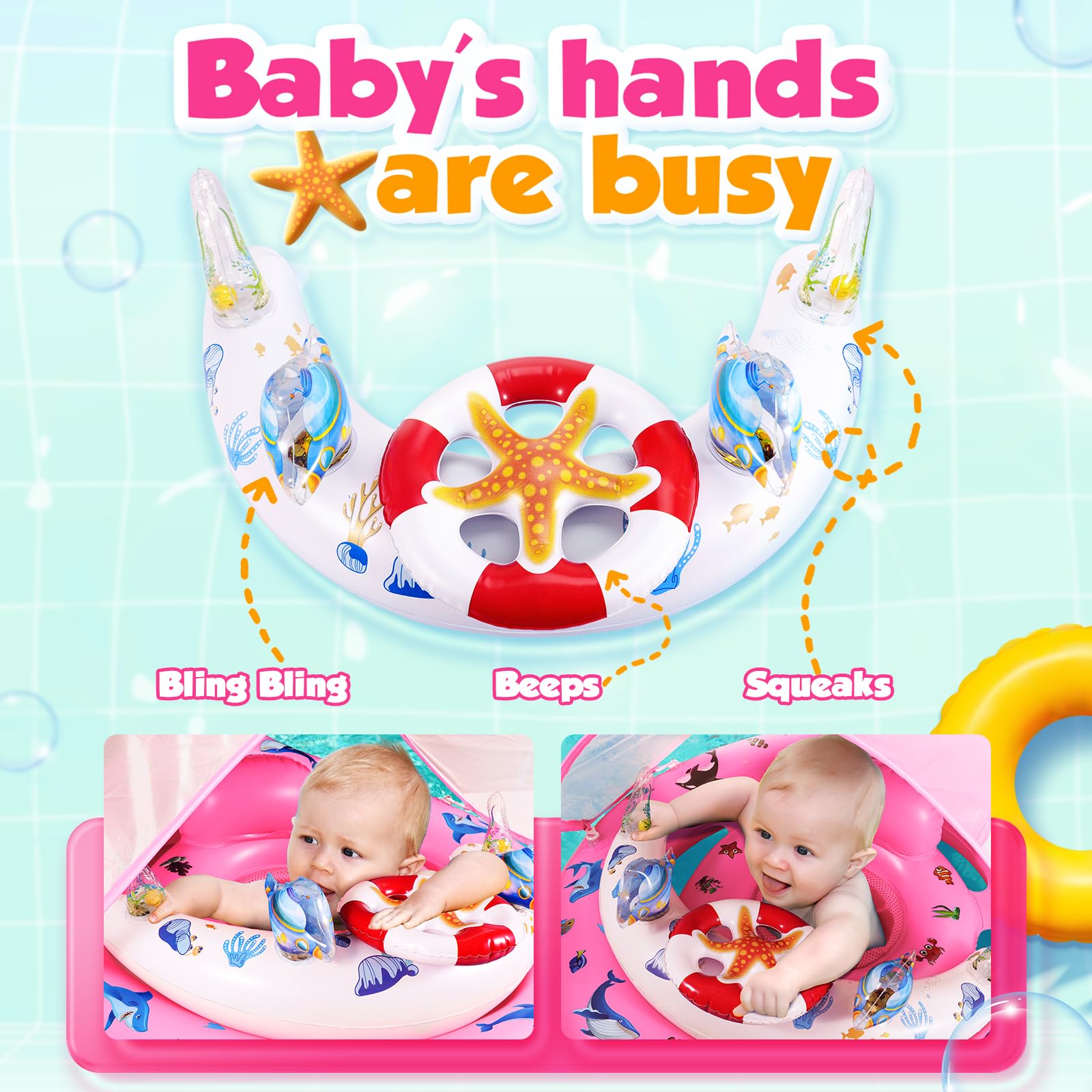 GLOPUS baby float toy console with sea-themed toys for engagement
