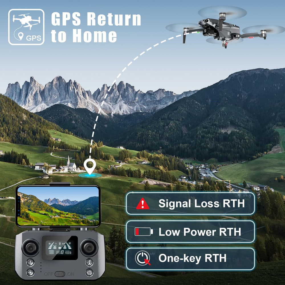 Glorale GPS Drone 3-axis gimbal stabilizing photos and videos