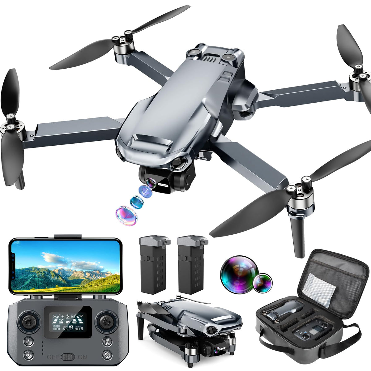 Glorale GPS Drone with 4K camera capturing detailed aerial footage