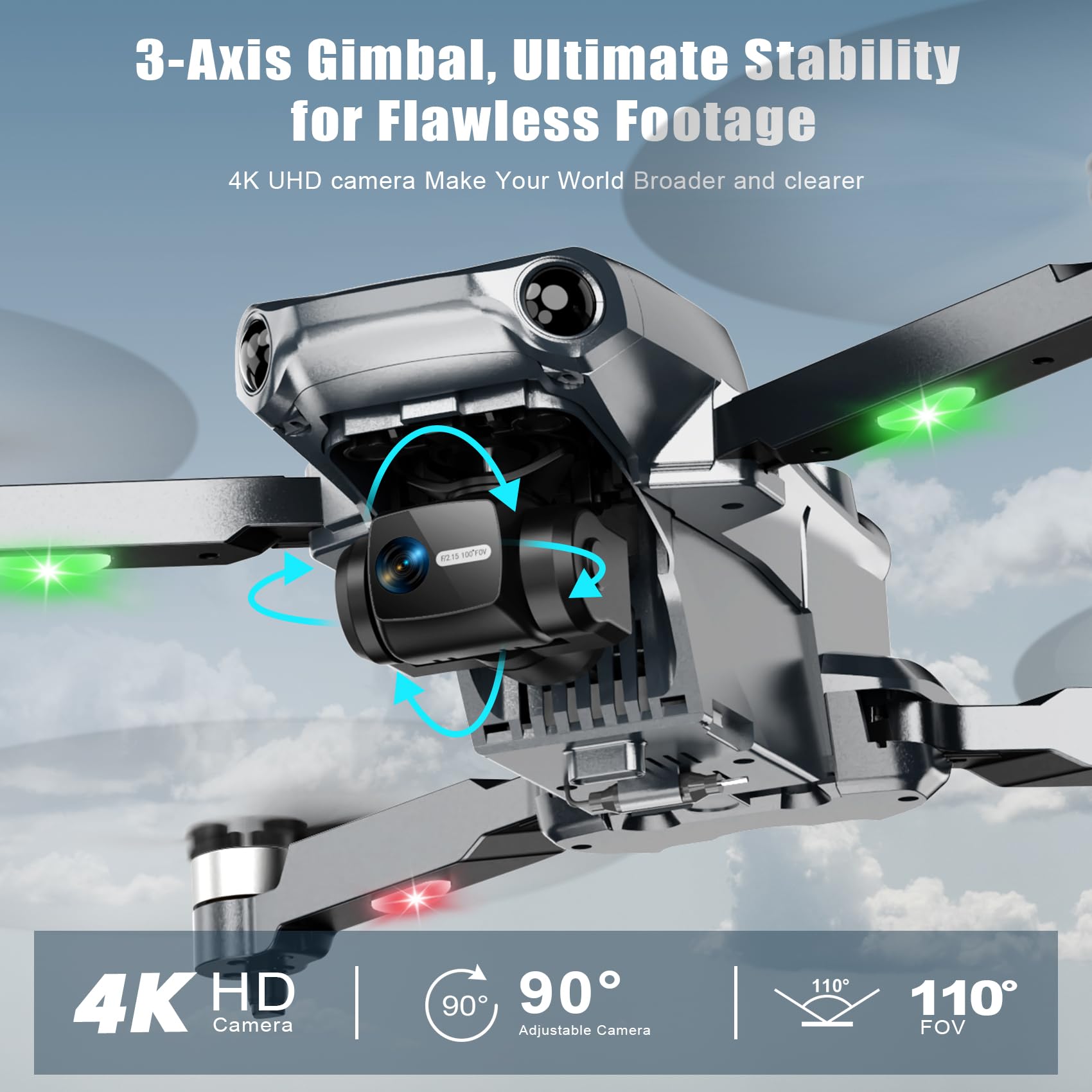 Glorale GPS Drone foldable arms for easy packing on trips