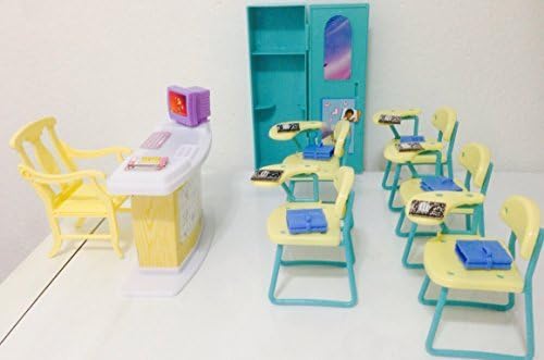 Gloria dollhouse teaching desk enables pretend lessons.