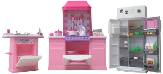 Gloria My Fancy Life Deluxe Kitchen Play Set pink with cookware for imaginative play