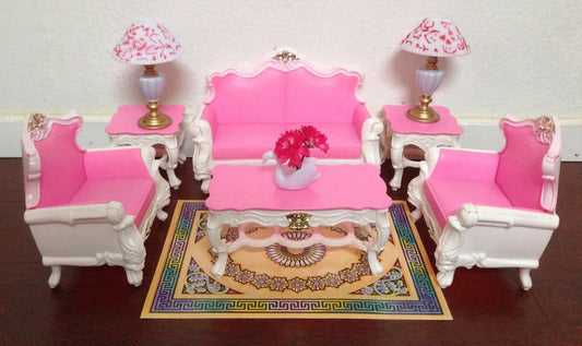 Gloria My Fancy Life dollhouse deluxe living room playset with cozy seating and accessories.
