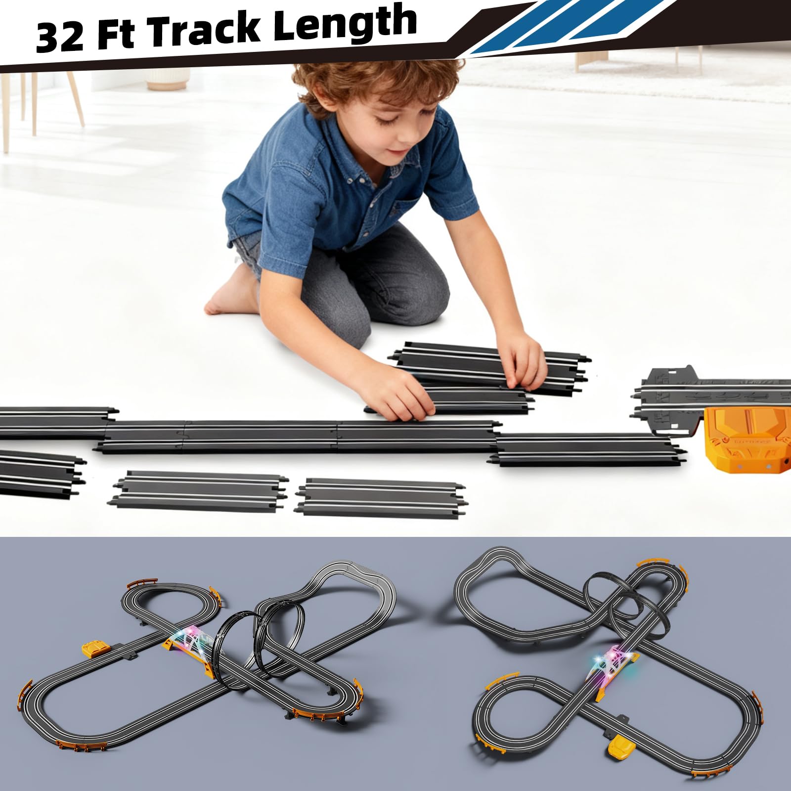 Glorryearst slot car track LED flash bridge for bright, exciting laps.