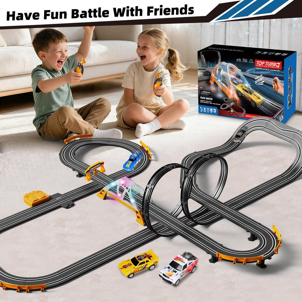 Glorryearst slot car track pendulum feature adds dynamic play.