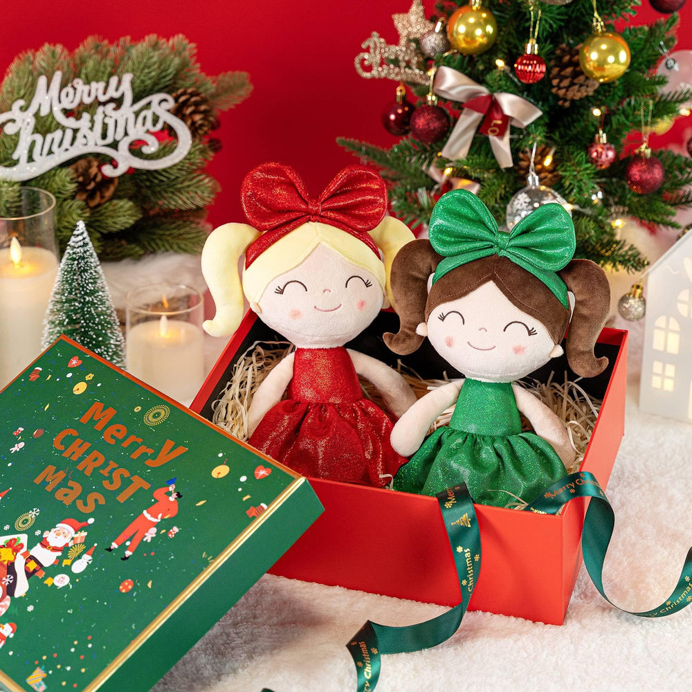 Gloveleya Christmas Baby Doll shown at 12-inch size for easy handling