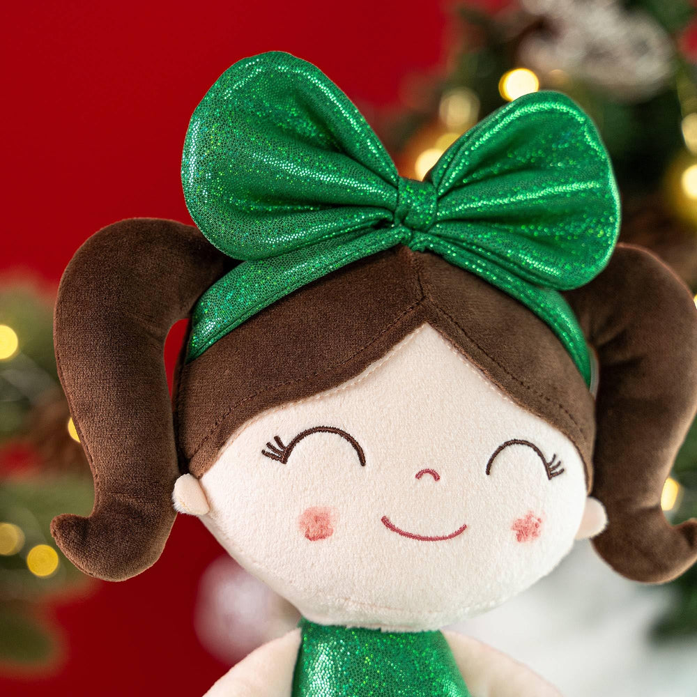 Gloveleya Christmas Baby Doll beside a child for cozy family moments
