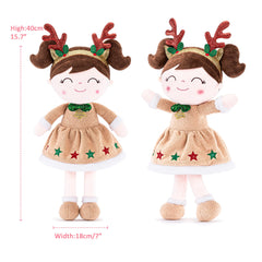 Gloveleya 16-inch brown plush reindeer doll offering a soft, comforting hug.