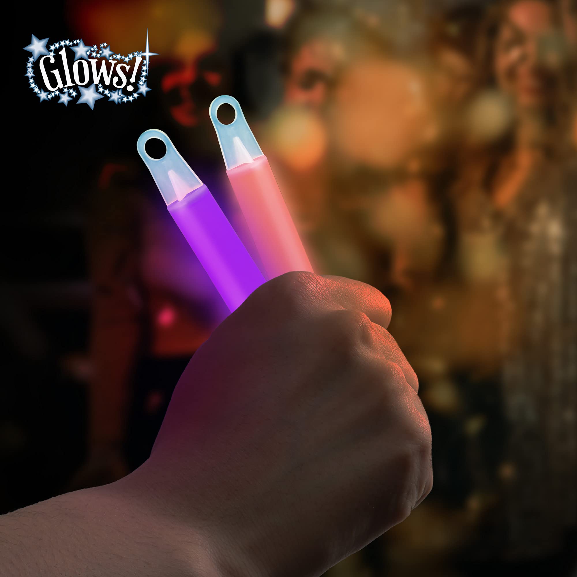 Glow Fever Ultra Bright Glow Sticks illuminate crowds at night.