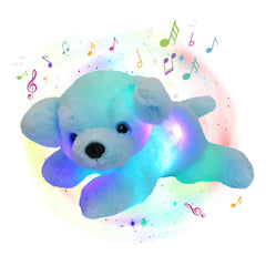 Glow Guards blue musical dog plush, 15 inches, for bedtime hugs and soothing glow.