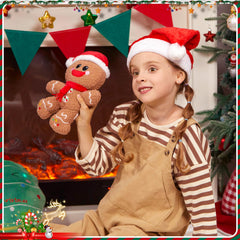 Glow Guards gingerbread plush in car seat for cheerful travel vibes.