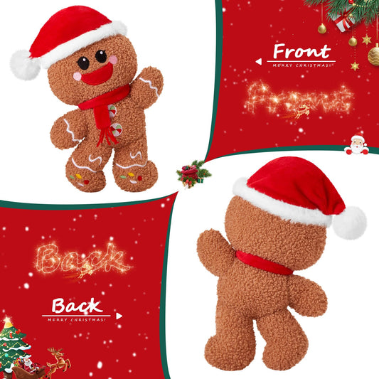 Close-up of Glow Guards gingerbread plush face for kid-friendly charm.